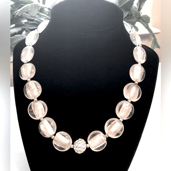 Glass Bead Necklace w/Rhinestone Roller Charm - Picture 12 of 12